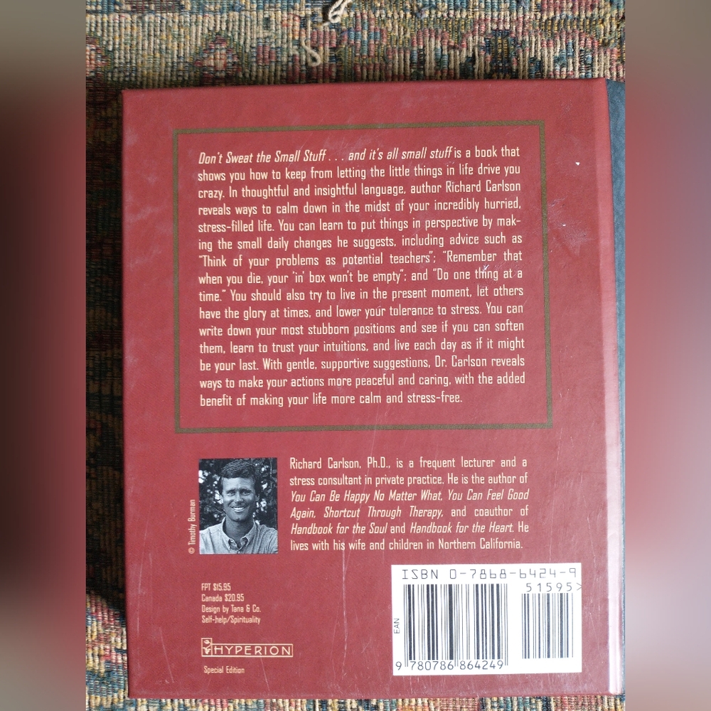 Don't Sweat the Small Stuff Richard Carlson Hardcover Special Edition Self-Help - Picture 2 of 3